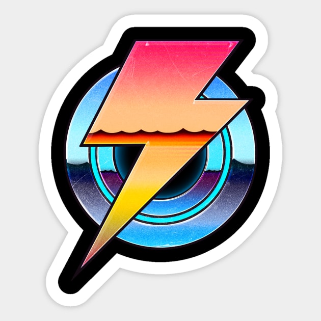 Retro Lightning Sticker by Kiboune